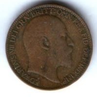 1 фартинг 1909 г. Великобритания