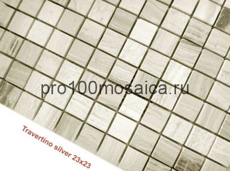 Travertino Silver 23 x 23 POL Мозаика серия Pietrine Stone, размер, мм: 298*298*4 (Caramelle)