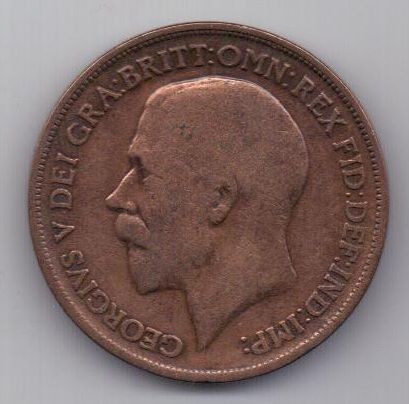 1 пенни 1917 г. зеркалка. Великобритания
