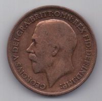 1 пенни 1917 г. зеркалка. Великобритания