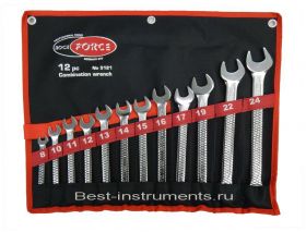 5121 Набор ключей комбинированных Rock FORCE, 12 предметов на полотне.
