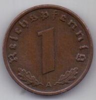1 пфенниг 1939 г.  Германия