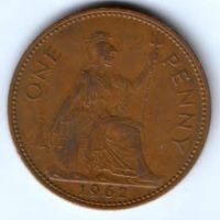 1 пенни 1962 г. Великобритания