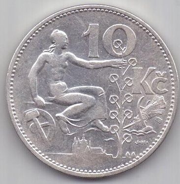 10 крон 1930 г. редкий год. Чехословакия
