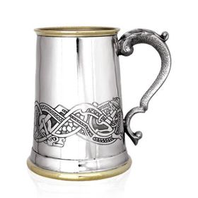 Уценка -Английская пивная кружка (танкард) Золотой Дракон (латунь, пьютер)