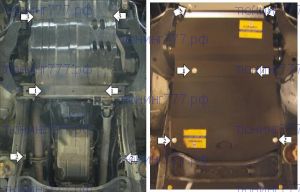 Защита картера, Акпп, переднего дифф-а, Motodor, сталь 3мм., для V - 3.0л