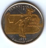1/4 доллара 1999 г. Пенсильвания США