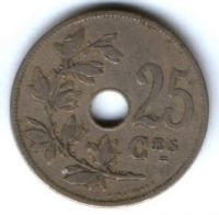 25 сантимов 1908 г. Бельгия DE BELGIQUE