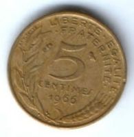 5 сантимов 1966 г. Франция