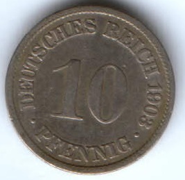 10 пфеннигов 1903 г. F Германия