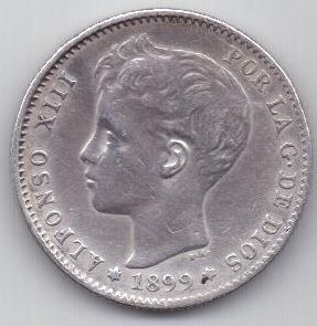 1 песета 1899 г. AUNC Испания