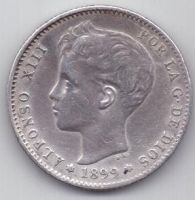 1 песета 1899 г. AUNC Испания