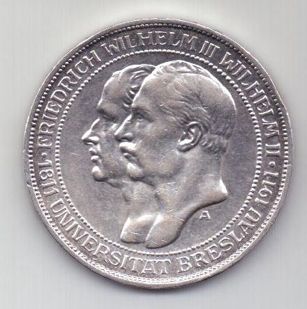 3 марки 1911 г. AUNC. Пруссия. Германия
