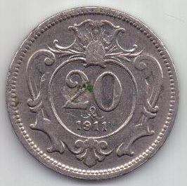 20 геллеров 1911 г. Австрия