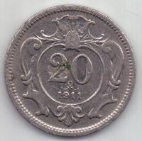 20 геллеров 1911 г. Австрия