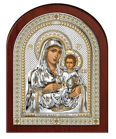 Серебряная икона Божией Матери Иерусалимской (Италия, эксклюзивная рамка)