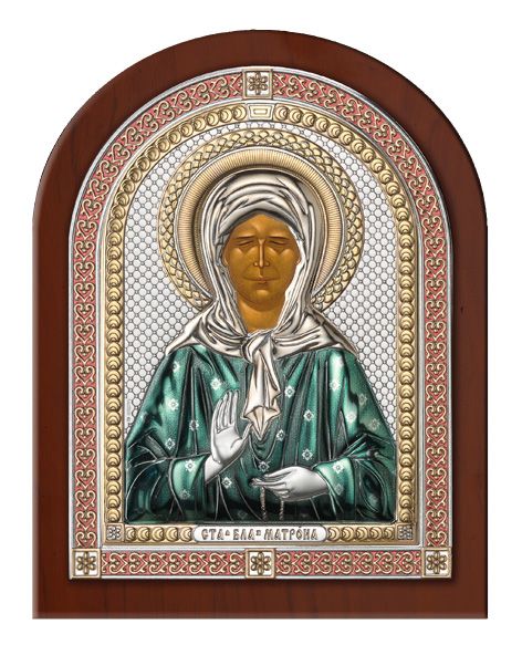 Серебряная икона Святая Матрона в рамке (Италия)