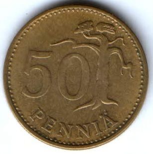 50 пенни 1966 г. Финляндия