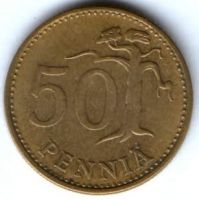 50 пенни 1966 г. Финляндия
