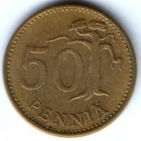 50 пенни 1966 г. Финляндия