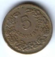 5 сантимов 1908 г. Люксембург