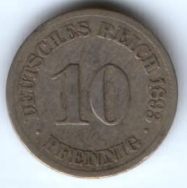 10 пфеннигов 1893 г. J Германия