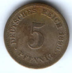 5 пфеннигов 1899 г. D Германия