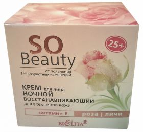 БЕЛИТА. SO  BEAUTY. КРЕМ  ДЛЯ  ЛИЦА  НОЧНОЙ  ВОССТАНАВЛИВАЮЩИЙ, ДЛЯ  ВСЕХ  ТИПОВ  КОЖИ, 50 МЛ.