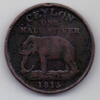 1/2 стювера 1815 г. Цейлон