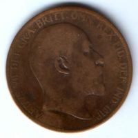 1 пенни 1902 г. Великобритания