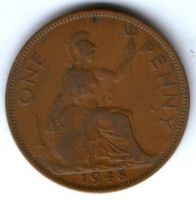 1 пенни 1948 г. Великобритания
