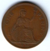 1 пенни 1937 г. Великобритания