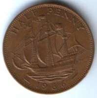 1/2 пенни 1966 г. Великобритания