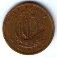 1/2 пенни 1939 г. Великобритания
