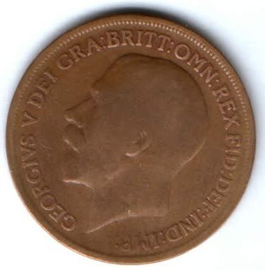 1 пенни 1916 г. Великобритания