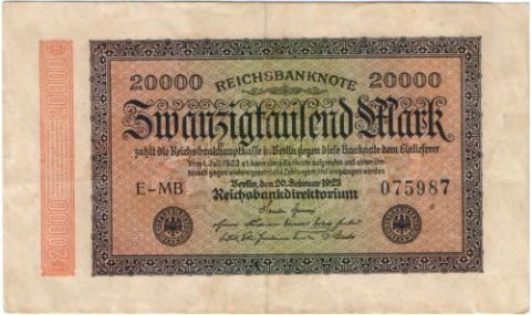 20000 марок 1923 г. Германия