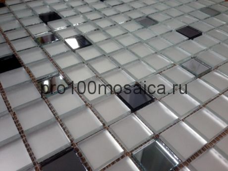 MSD20 Серебро матовое+серебро+графит. Мозаика зеркальная серия PERLA, 328*328 мм (VIVERE)