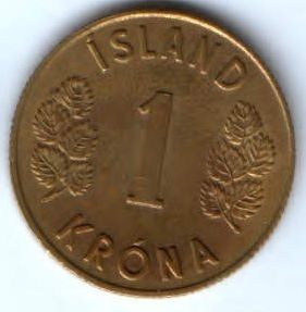 1 крона 1975 г. Исландия