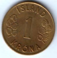 1 крона 1975 г. Исландия