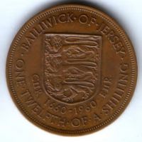 1/12 шиллинга 1960 г. Джерси  300 лет династии