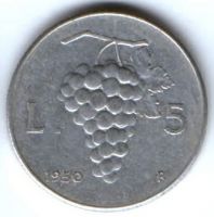 5 лир 1950 г. Италия