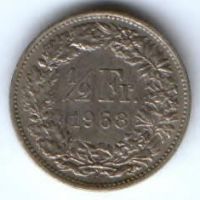 1/2 франка 1968 г. Швейцария