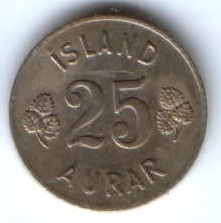 25 аурар 1967 г. Исландия