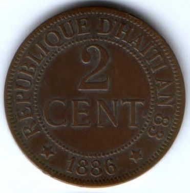 2 сантима 1886 г. Гаити