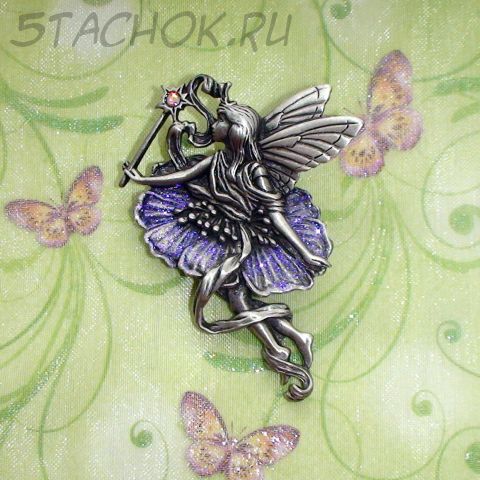 Брошь "Фея с волшебной палочкой" под олово/эмаль/сваровски