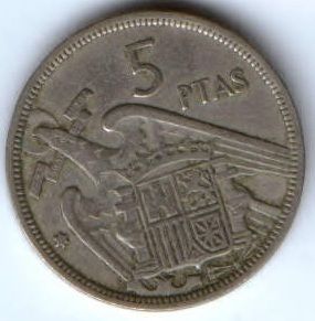 5 песет 1957 г. Испания