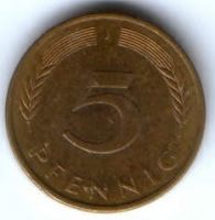 5 пфеннигов 1991 г. Германия ФРГ