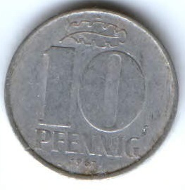 10 пфеннигов 1967 г. Германия ГДР