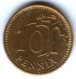 10 пенни 1976 г. Финляндия