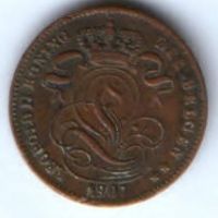1 сантим 1907 г. Бельгия DER BELGEN